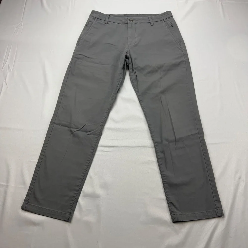 Birddogs Pants Mens 30x26 Grey Lined Chino Khaki Zipper Pockets Stretch